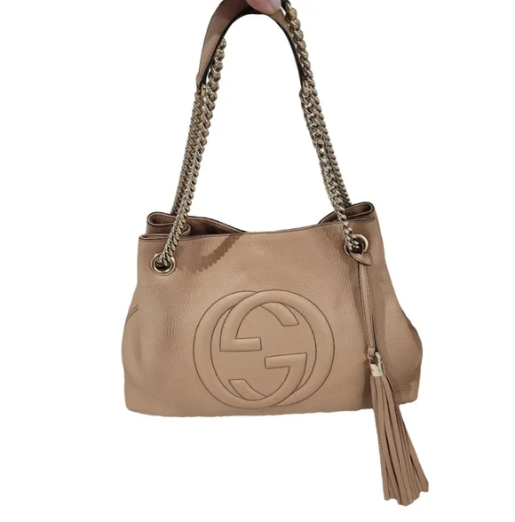 Gucci GG Soho Medium Leather Shoulder Bag Crossbody bag with Chain Straps - Picture 2 of 15